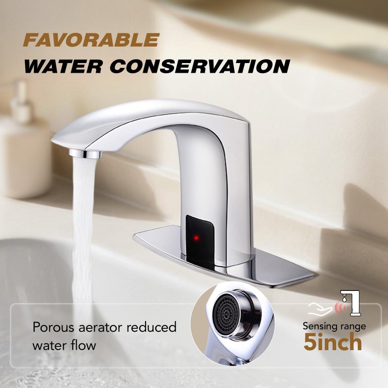 Gangang Commercial Touchless Bathroom Sink Faucet Cold and Hot Water Automatic Motion Sensor Basin Tap Mixer with Mixing Valve and Cover Plate (FBA 2) - Image 2
